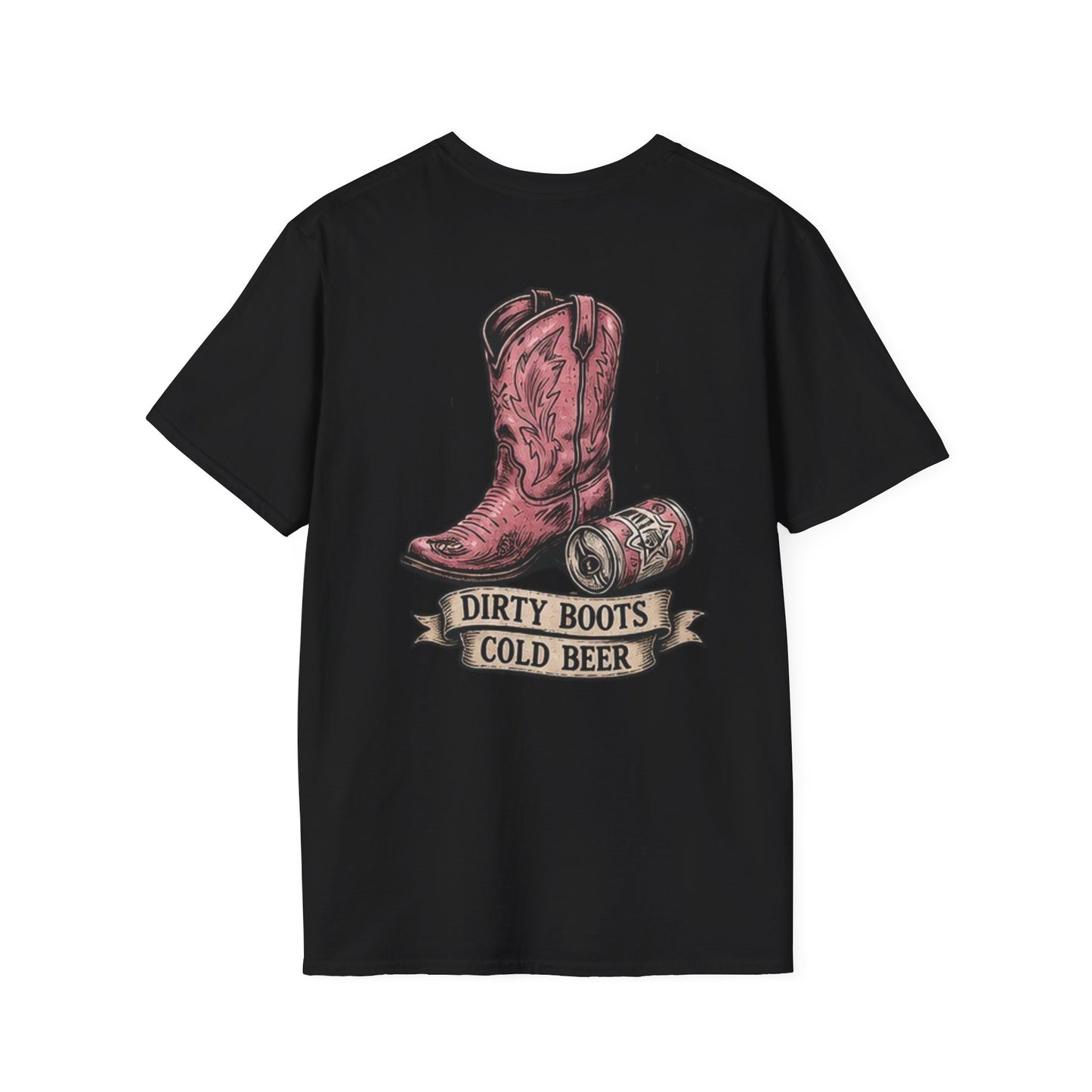 Dirty Boots Cold Beer T-Shirt — Vintage Cactus Cowboy Tee