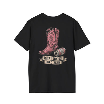 Dirty Boots Cold Beer T-Shirt — Vintage Cactus Cowboy Tee