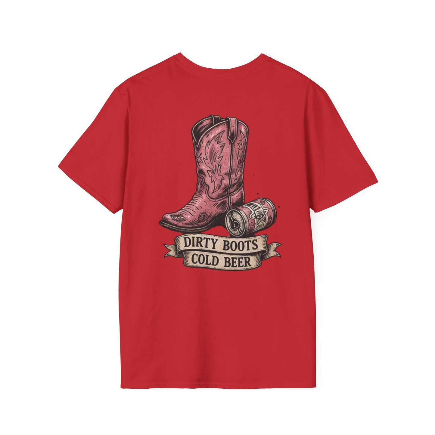 Dirty Boots Cold Beer T-Shirt — Vintage Cactus Cowboy Tee