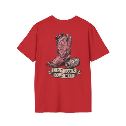Dirty Boots Cold Beer T-Shirt — Vintage Cactus Cowboy Tee