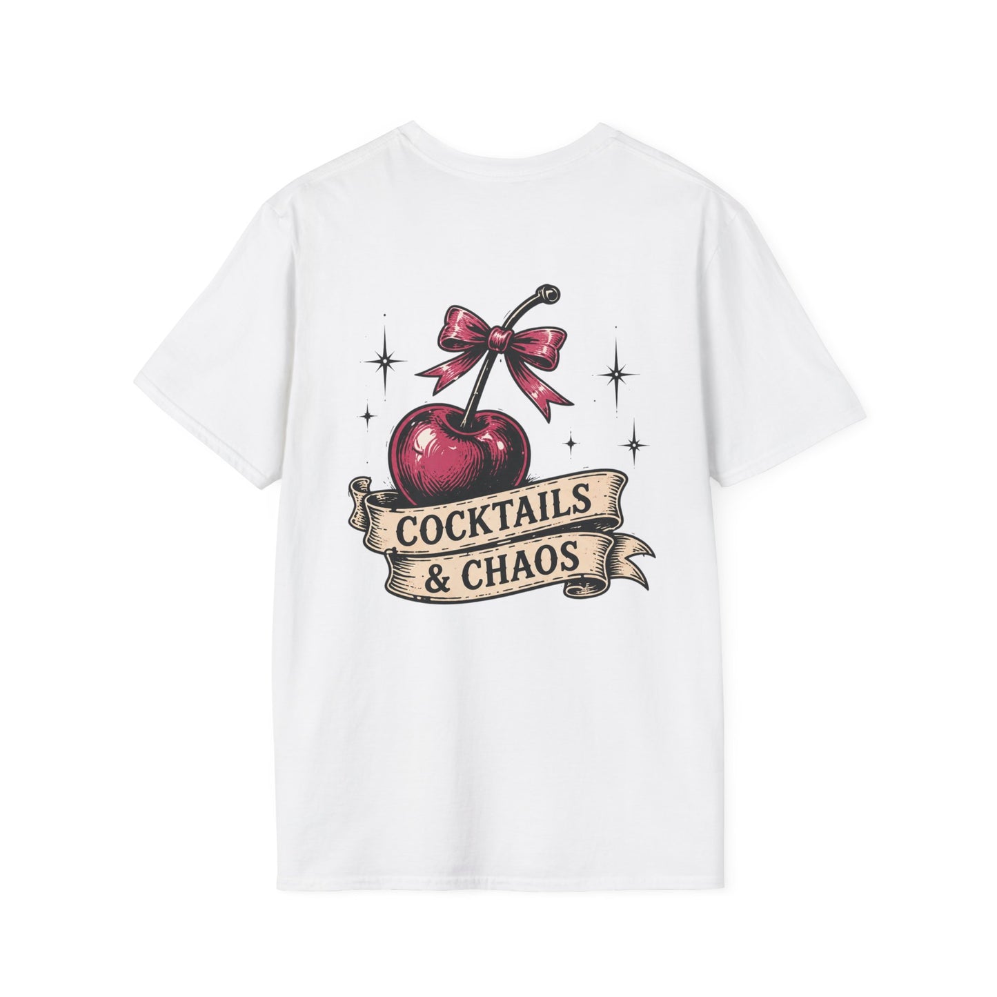 Cocktails & Chaos T-Shirt — Vintage Cherry Graphic Tee