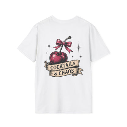 Cocktails & Chaos T-Shirt — Vintage Cherry Graphic Tee