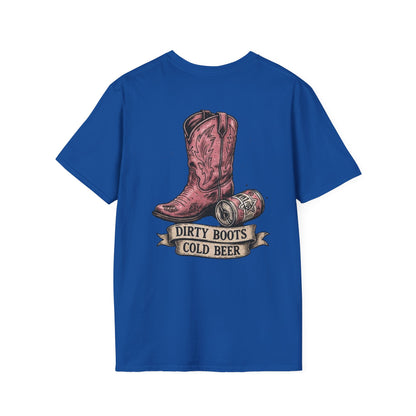 Dirty Boots Cold Beer T-Shirt — Vintage Cactus Cowboy Tee