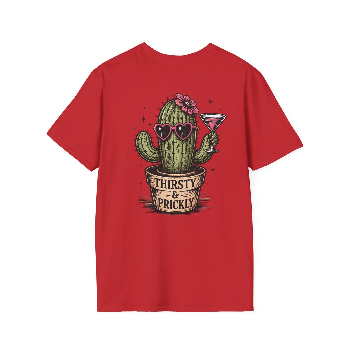 Thirsty & Prickly Cactus T-Shirt — Retro Floral Cocktail Desert Tee