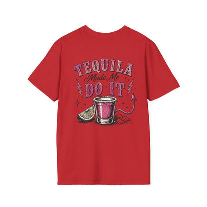 Tequila Made Me Do It T-Shirt — Vintage Cactus Shot Glass Graphic