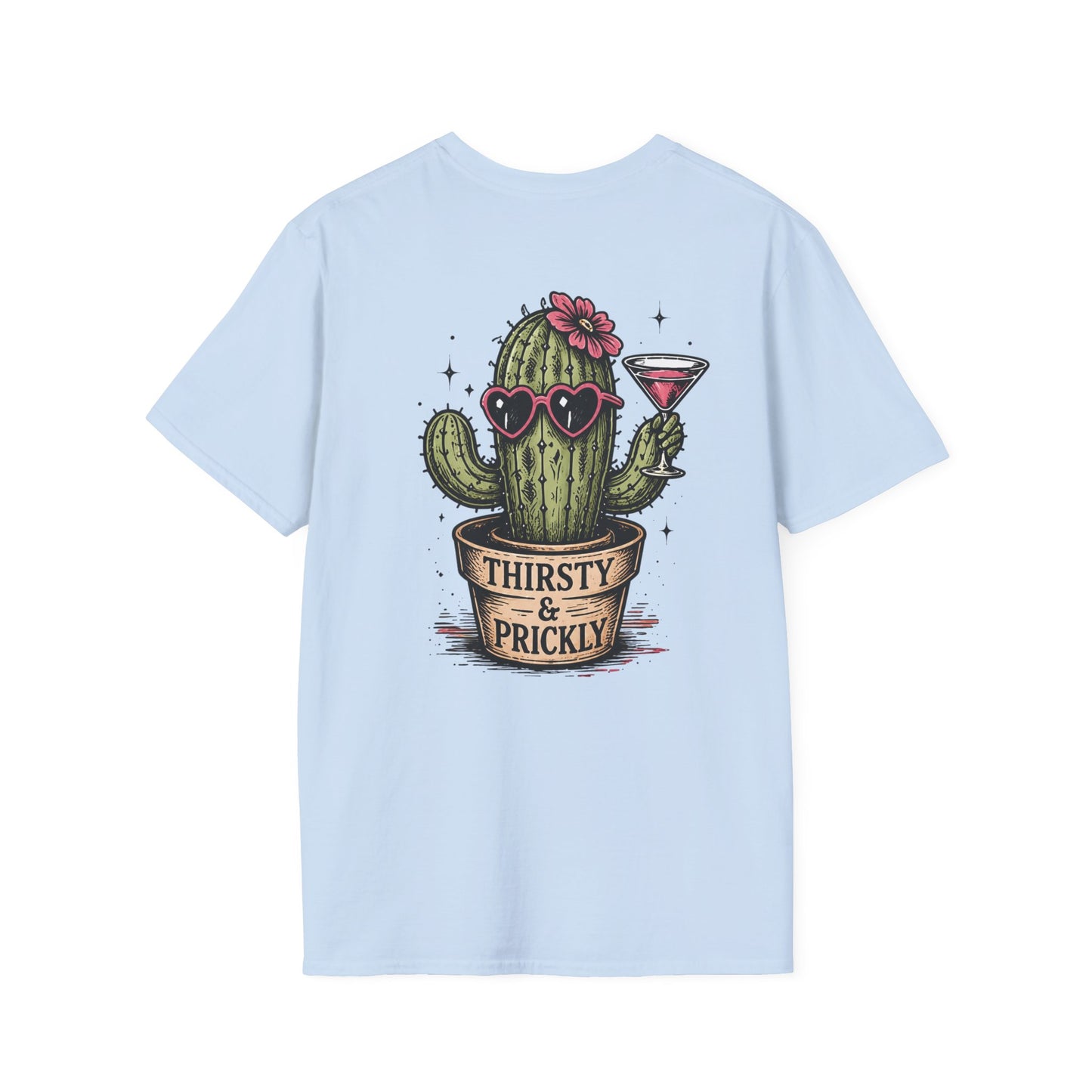 Thirsty & Prickly Cactus T-Shirt — Retro Floral Cocktail Desert Tee