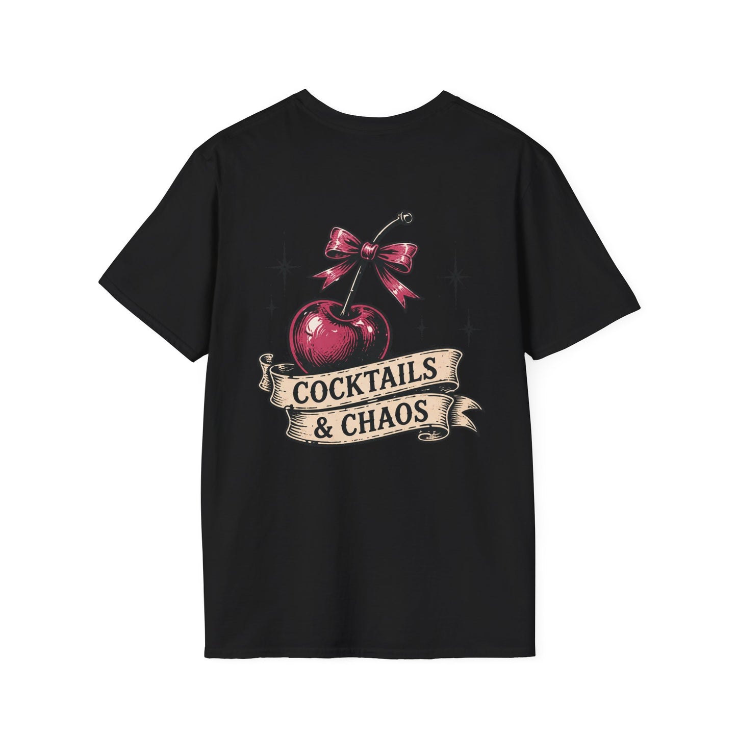 Cocktails & Chaos T-Shirt — Vintage Cherry Graphic Tee