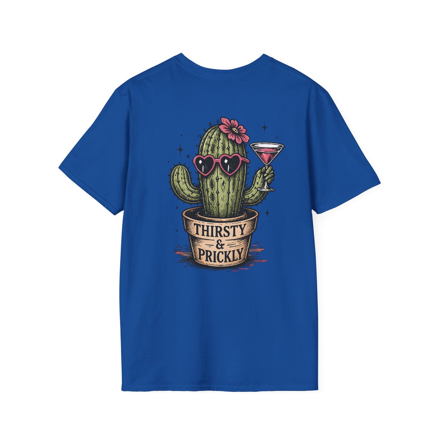 Thirsty & Prickly Cactus T-Shirt — Retro Floral Cocktail Desert Tee
