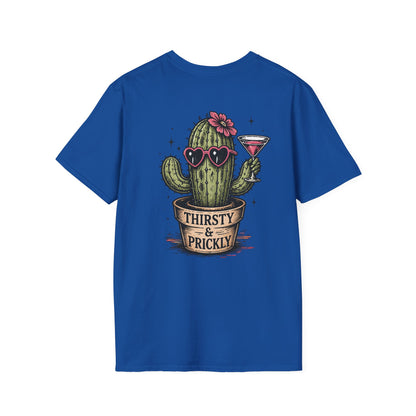 Thirsty & Prickly Cactus T-Shirt — Retro Floral Cocktail Desert Tee