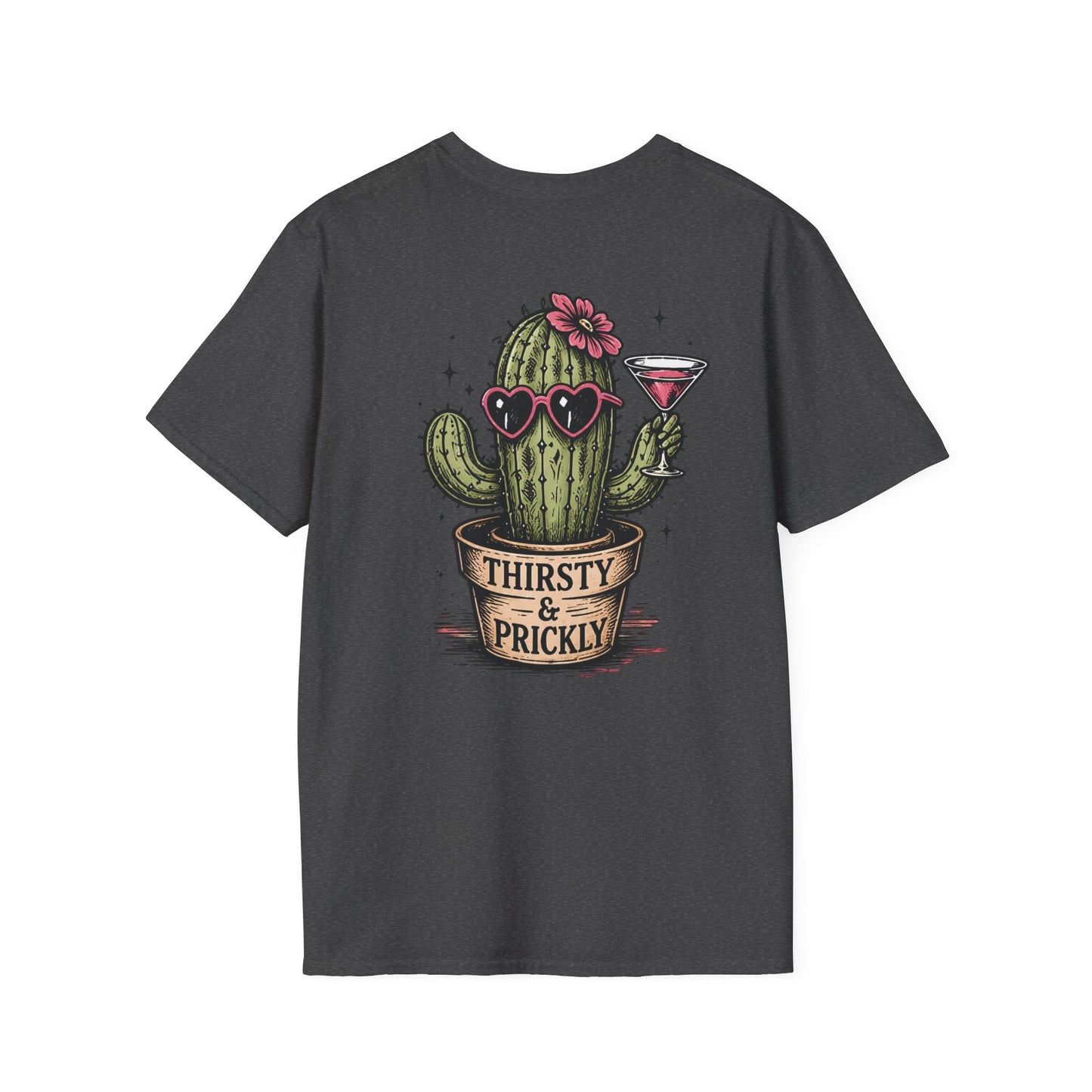 Thirsty & Prickly Cactus T-Shirt — Retro Floral Cocktail Desert Tee
