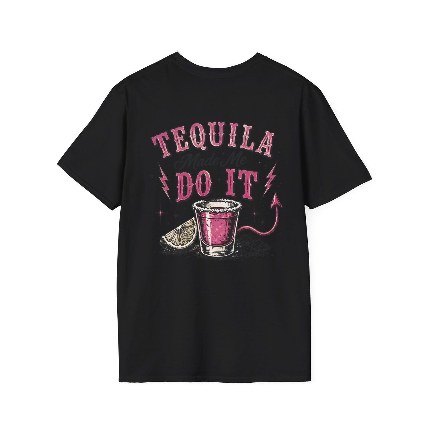 Tequila Made Me Do It T-Shirt — Vintage Cactus Shot Glass Graphic