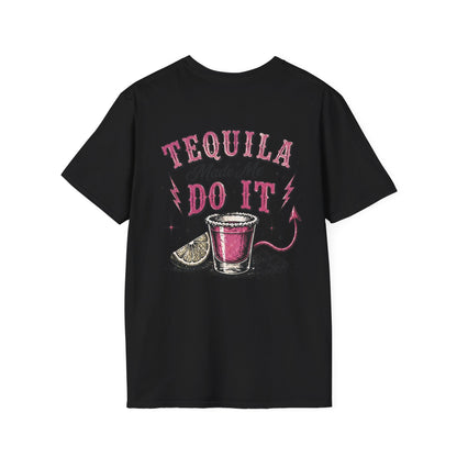 Tequila Made Me Do It T-Shirt — Vintage Cactus Shot Glass Graphic