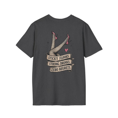 Vintage Cactus T-Shirt — “Sticky Floors, Strong Drinks, Zero Regrets” Retro Pinup Tee