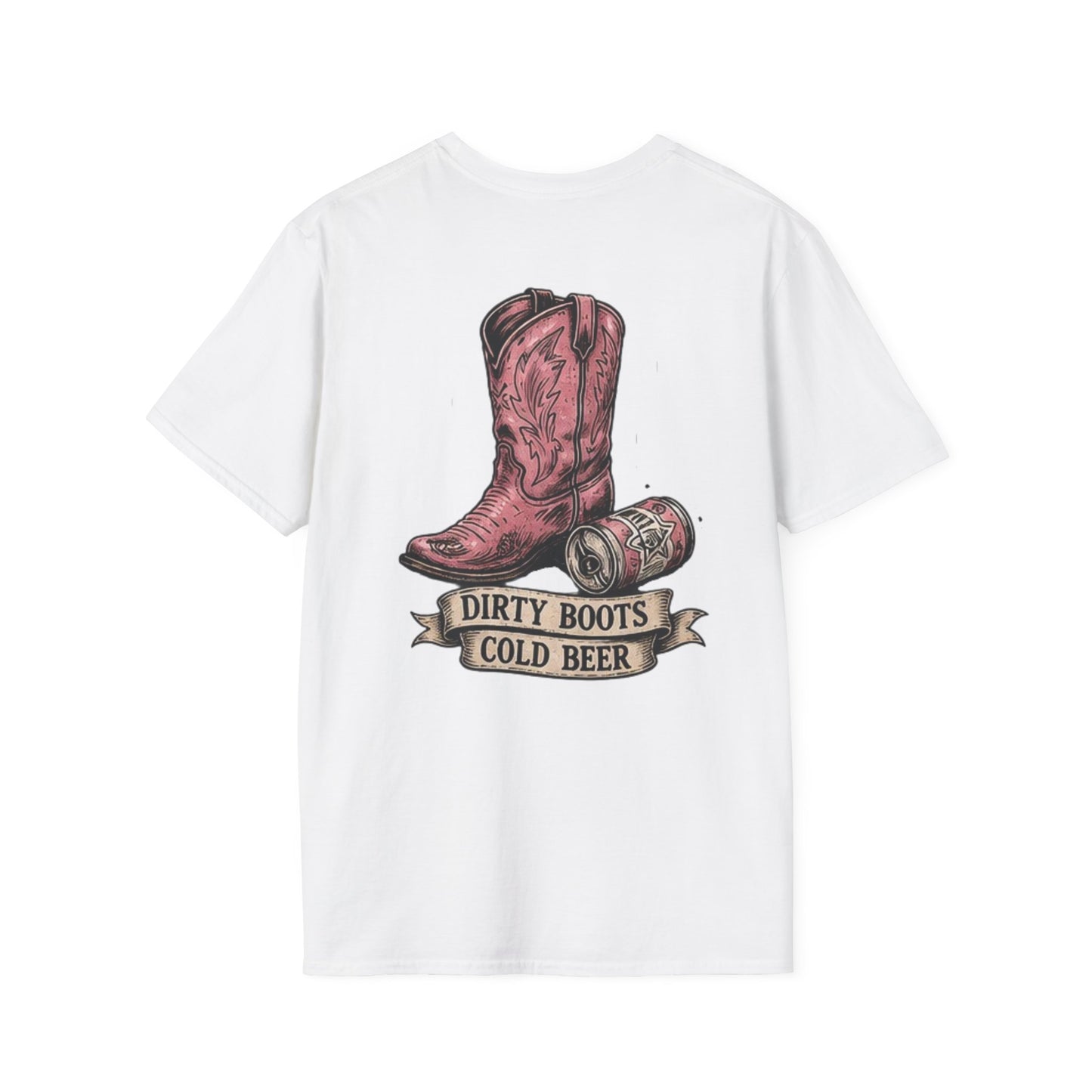 Dirty Boots Cold Beer T-Shirt — Vintage Cactus Cowboy Tee
