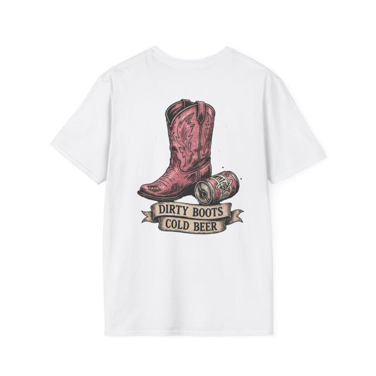 Dirty Boots Cold Beer T-Shirt — Vintage Cactus Cowboy Tee