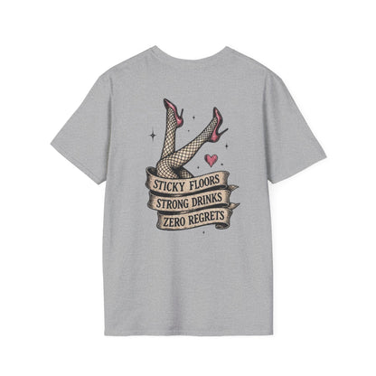 Vintage Cactus T-Shirt — “Sticky Floors, Strong Drinks, Zero Regrets” Retro Pinup Tee