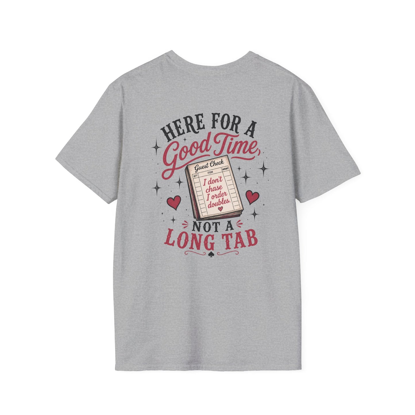 Graphic T-Shirt — “Here for a Good Time, Not a Long Tab” Retro Cactus Design